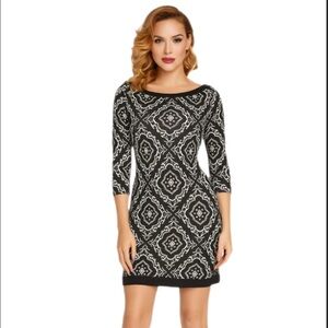 White House Black Market Black & White Geometric Dress — Size XS